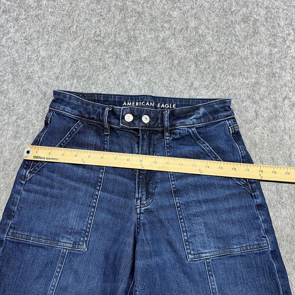 American Eagle Jeans Womens 6 Short Blue Super High Rise Baggy Wide Leg Denim - Picture 13 of 16